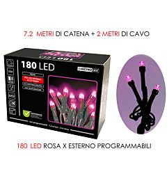 180 LUCI LED ROSA X EST. PROGRAMMABILIVesti Casa