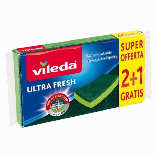 VILEDA SPUGNA ABRASIVA ULTRA FRESH 2+1Vileda