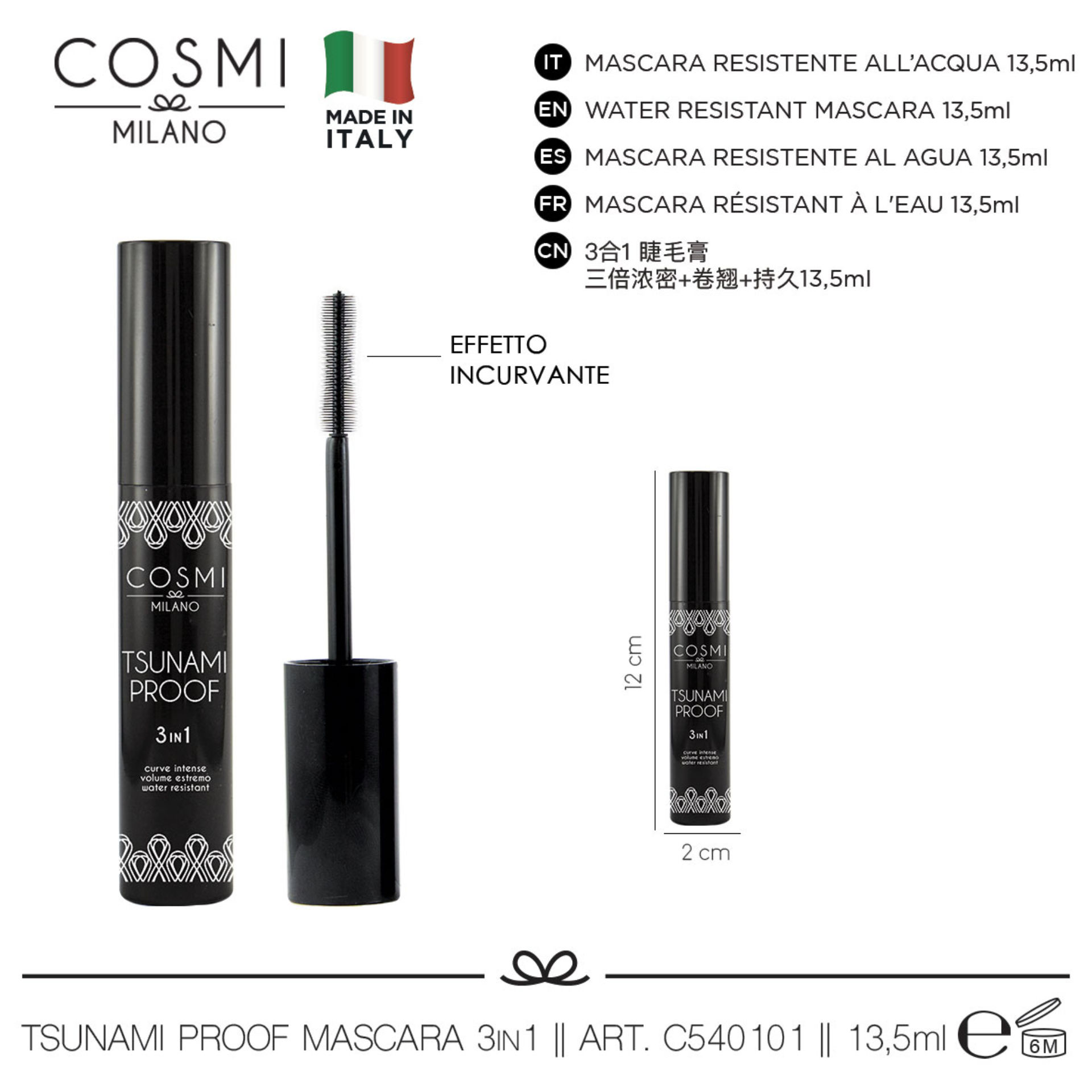 COSMI TSUNAMI PROOF MASCARA 3 IN 1Cosmi