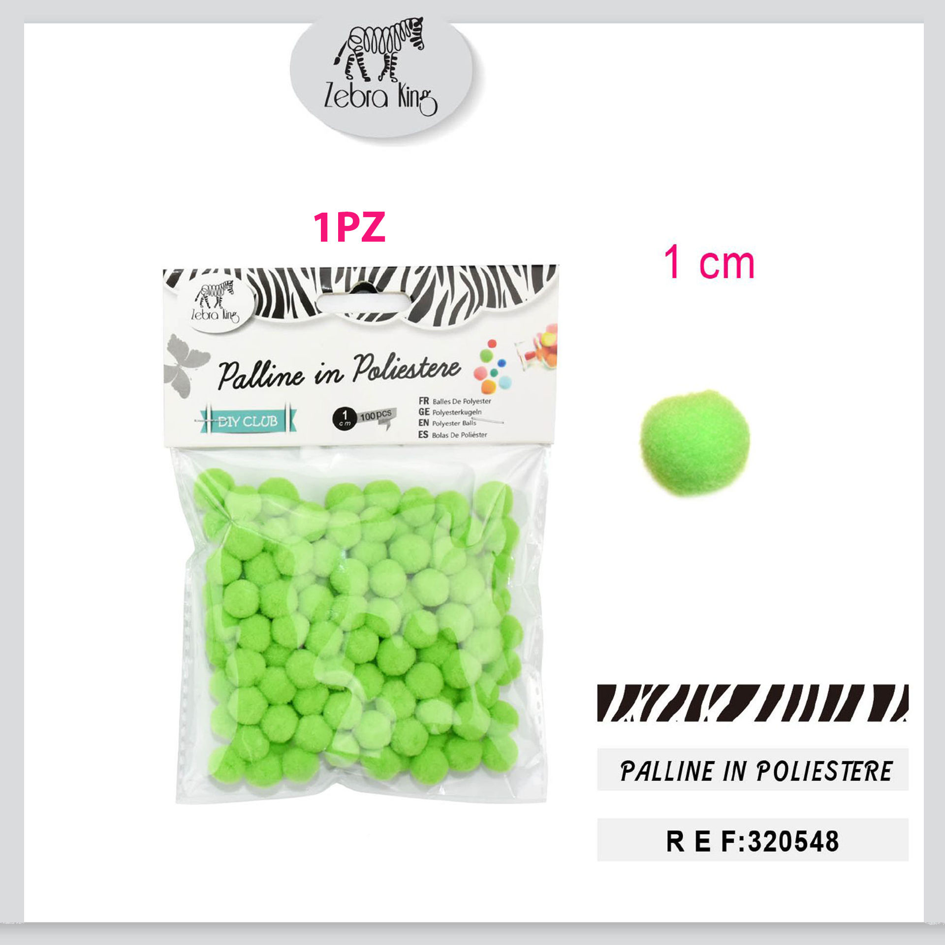 PALLINE IN POLIESTERE VERDE FELCE 1CM/100PCParty Go