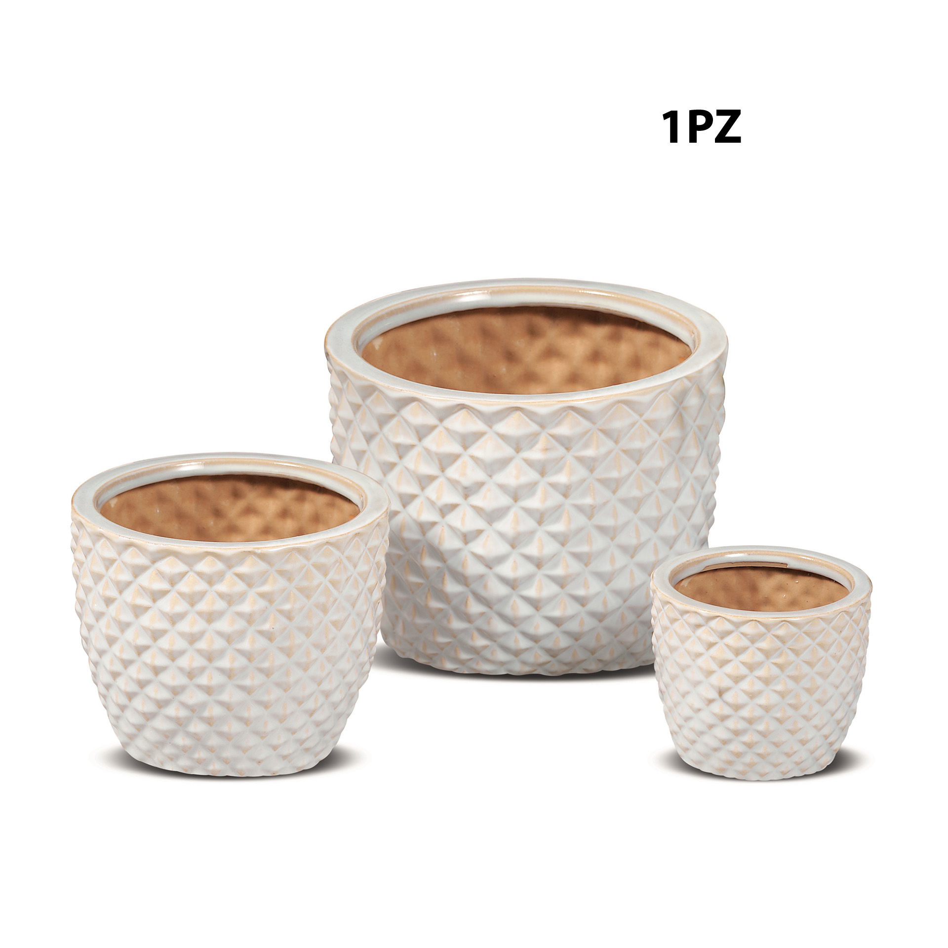 SET 3 CACHEPOT BIANCHI DIAM17/22/30Ad Trend