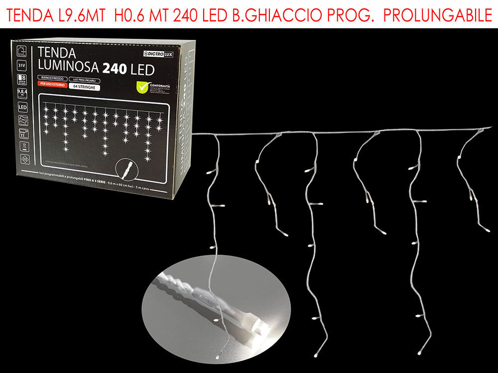 TENDA 9.6MT X0.6 MT 240 LED B.GHIACCIOVesti Casa