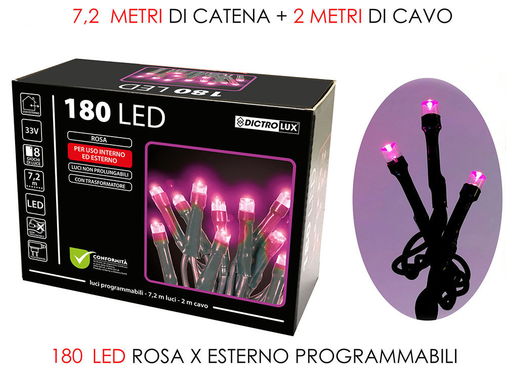 180 LUCI LED ROSA X EST. PROGRAMMABILIVesti Casa