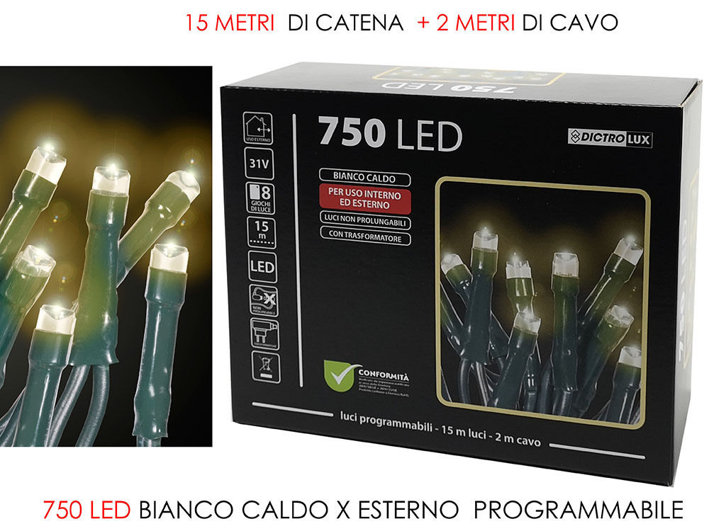 750 LUCI LED BIANCO CALDO X EST. PROGR.Vesti Casa