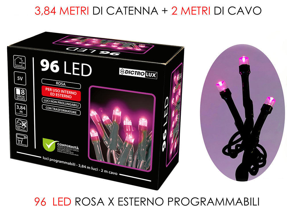 96 LUCI LED ROSA X ESTERNO  PROGVesti Casa