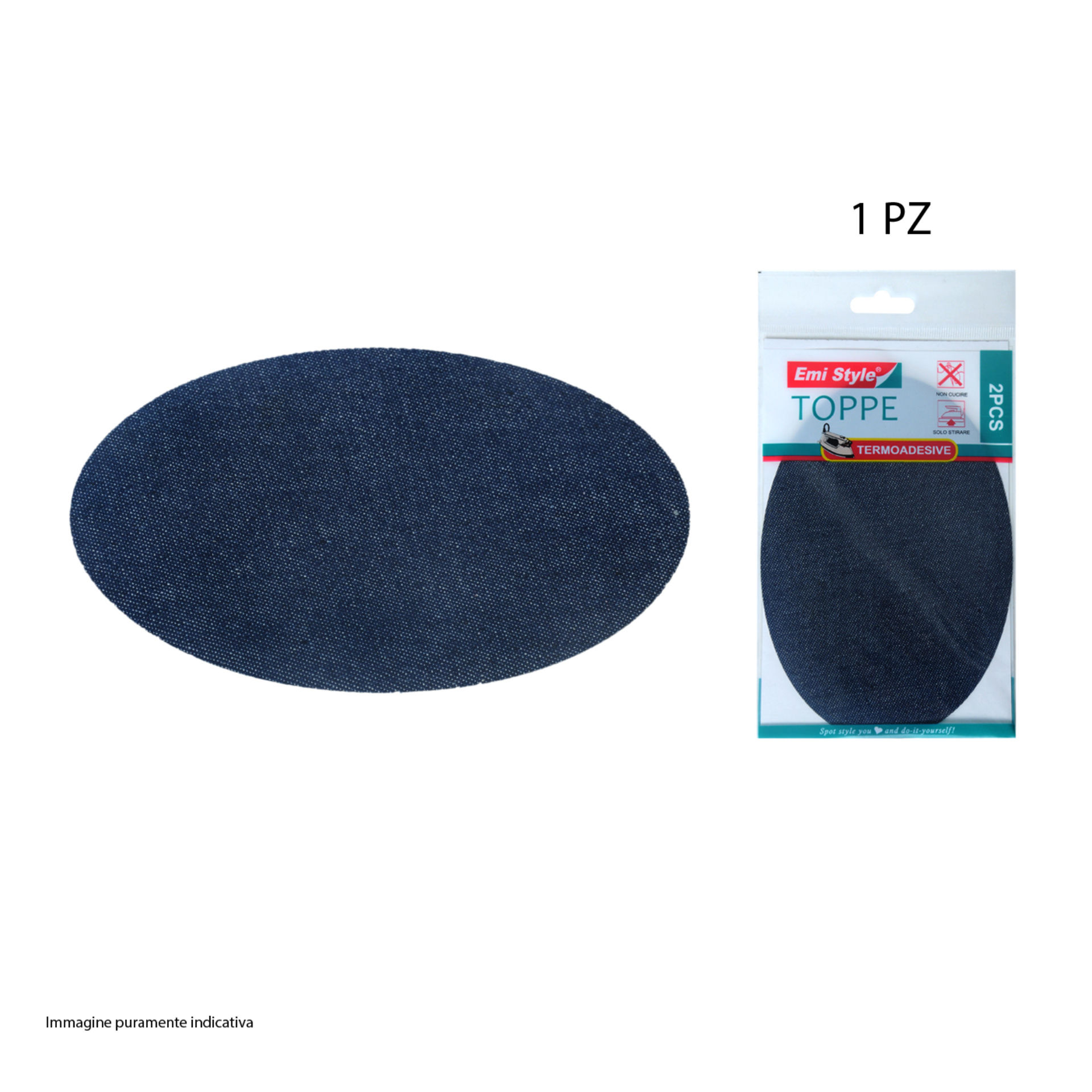 Toppe Termoadesive Ovali MARBET Colore 015 Jeans Blu 17 X 11cm Toppa Denim