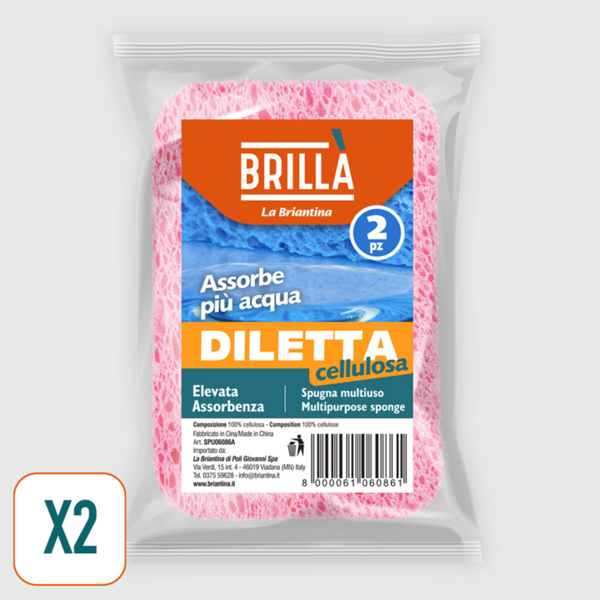 SPUGNA DILETTA 2 PZ 11,5X7,5X1CMLa Briantina