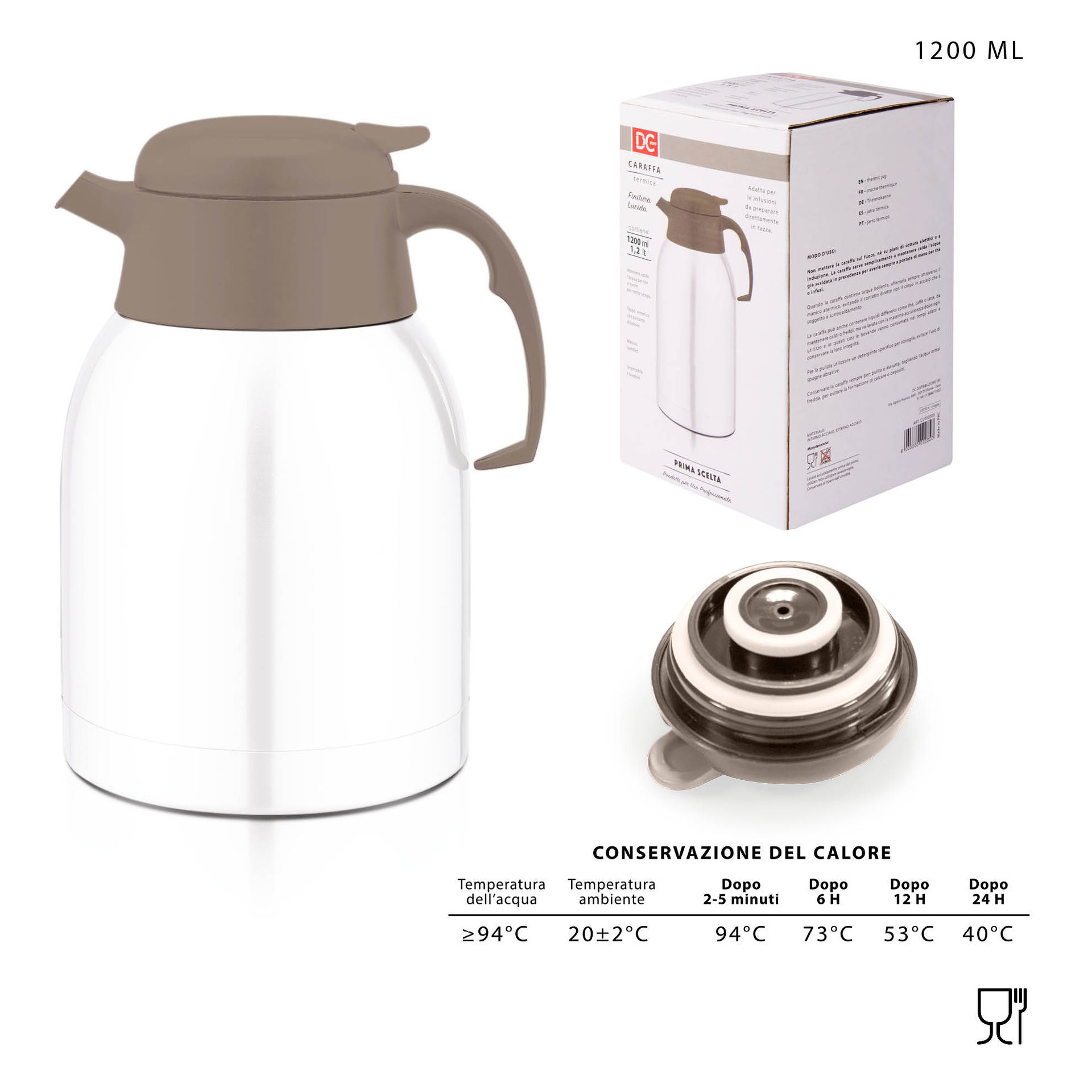 DC CASA CARAFFA TERMICA ACCIAIO T/DOSAT.1200ML BIADc