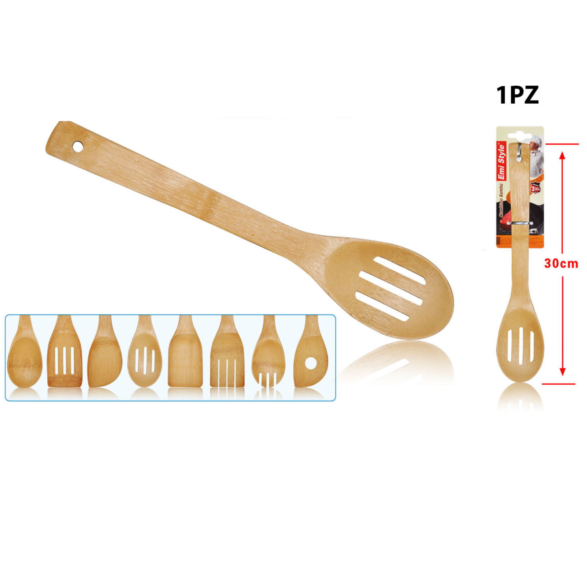 CUCCHIAIO CON SCANALATURE BAMBU 30CM