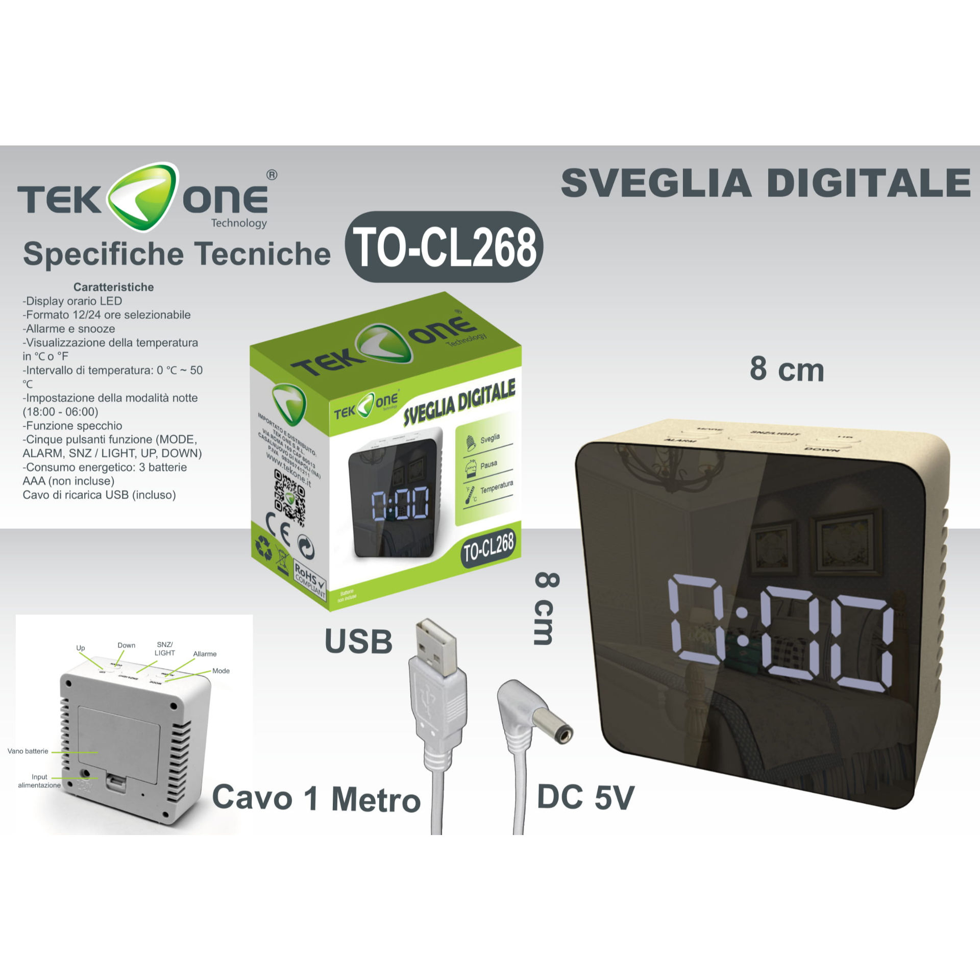 SVEGLIA DIGITALE TOCL268Tekone