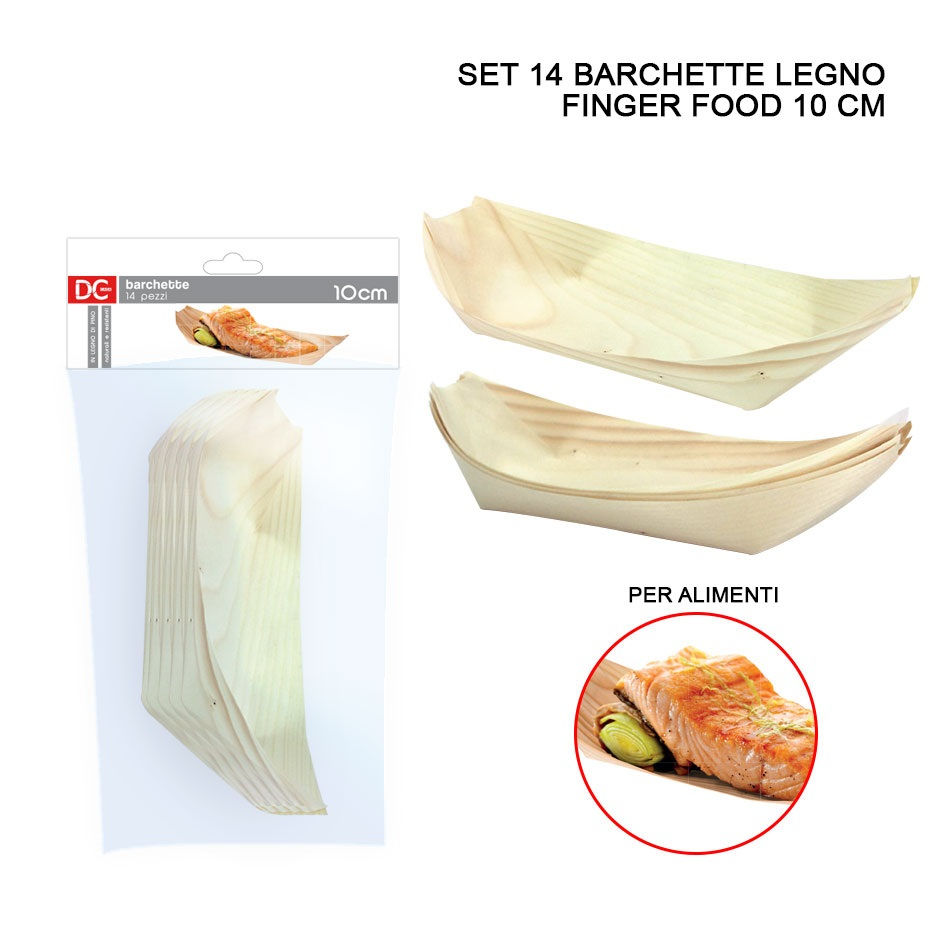 DC CASA BARCHETTA LEGNO FINGER FOOD 10CM 14PZDc