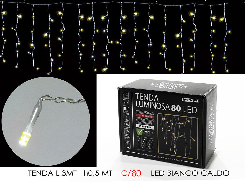 TENDA 2MT C/80 LED BIANCO CAL LX0.5 MT H