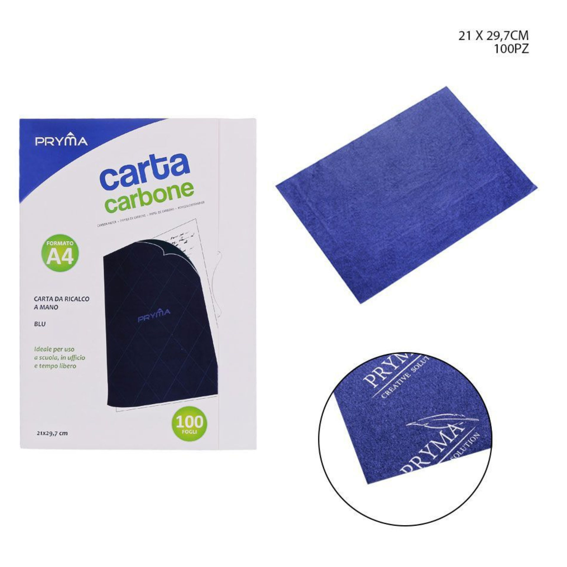 PRYMA CARTA CARBONE A4 21X29,7CM 100FF BLUPryma