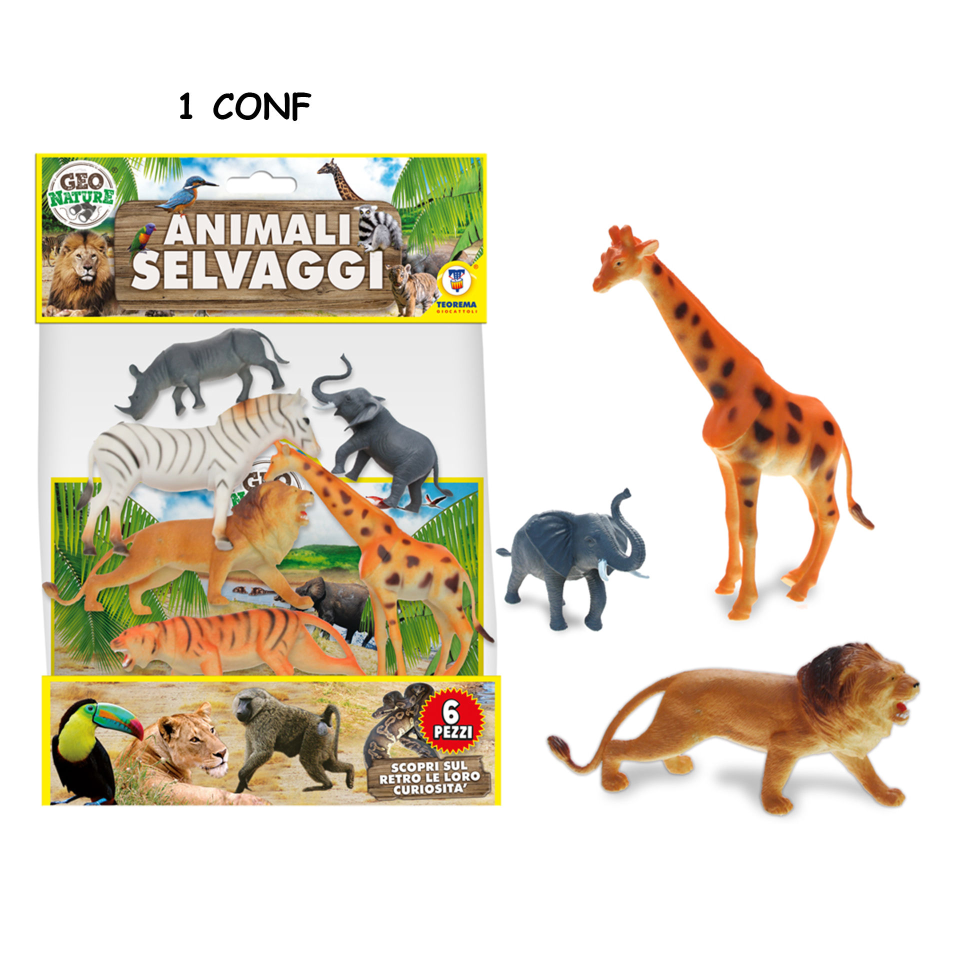 GEO NATURE - ANIMALI SAVANA RIGIDI 6 PZ