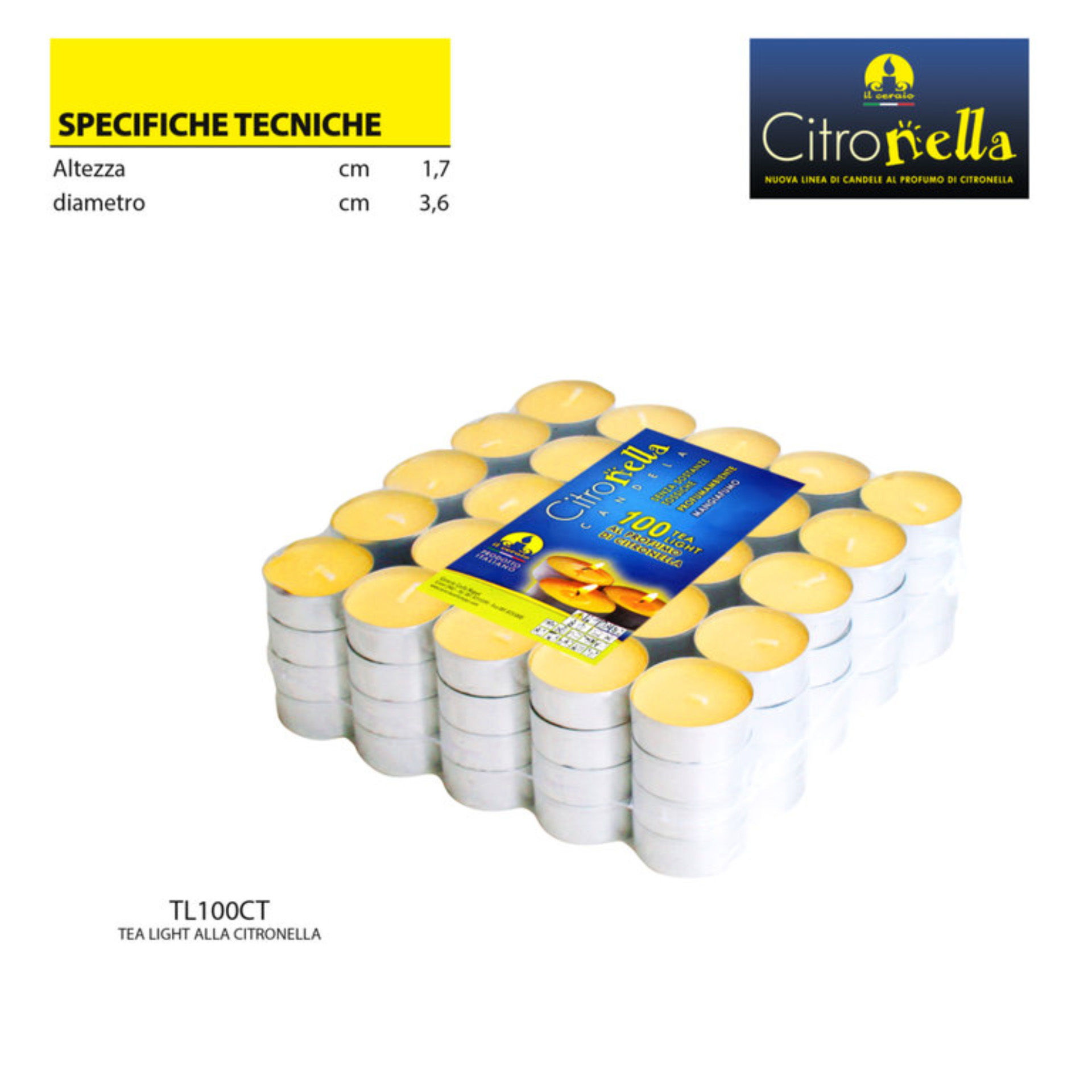 100 TEALIGHT CITRONELLA 3,6X1,7Nappi