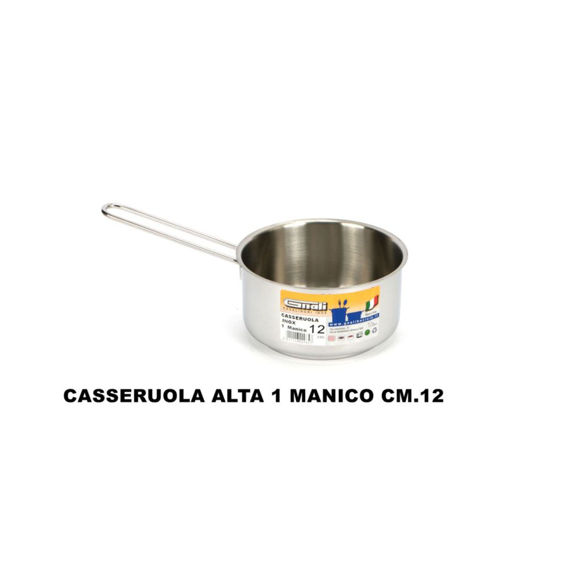 CASSERUOLA FONDA CM.12 1 MANICO INOX 18/C MOD. REAGnali