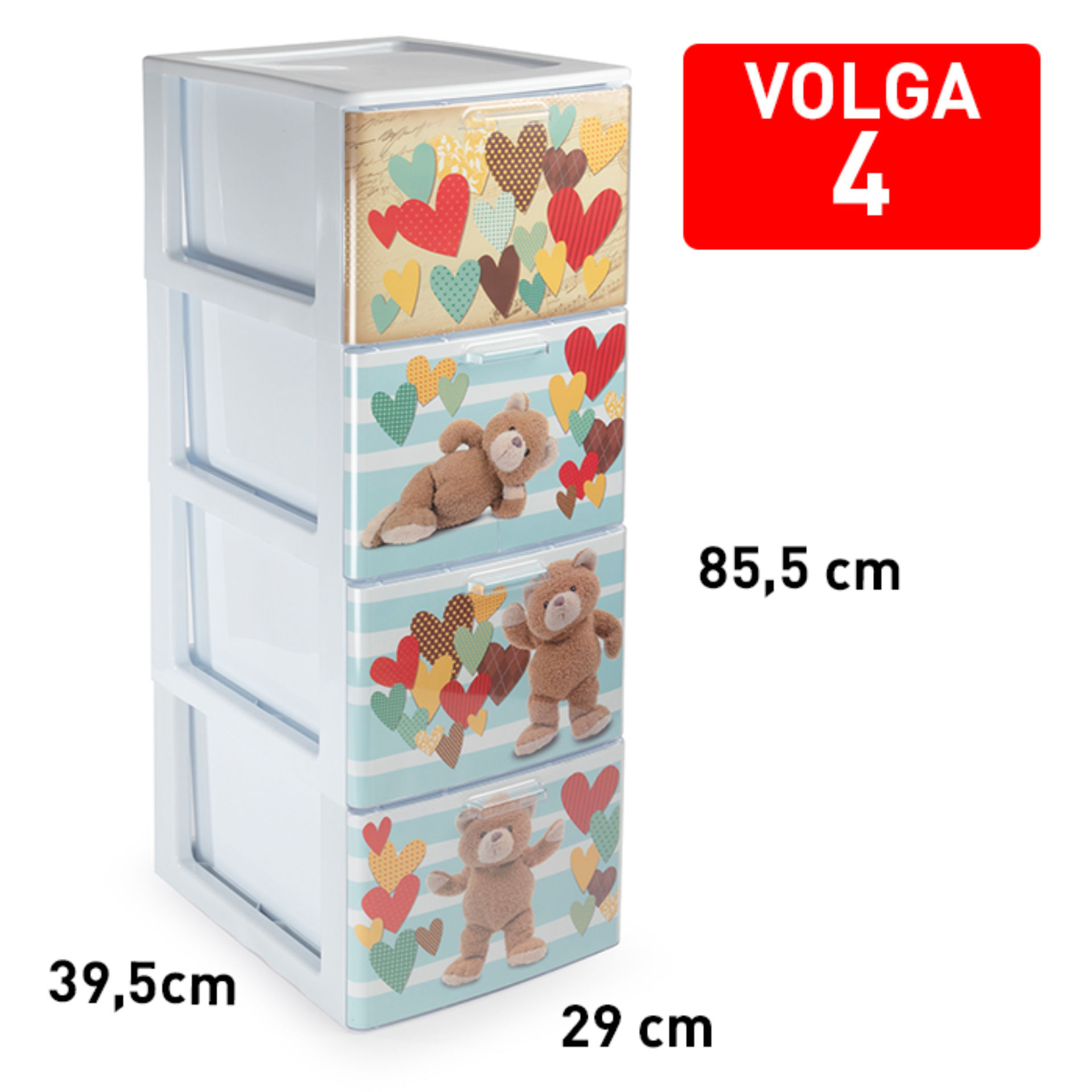 CASSETTIERA 4 CASSETTI VOLGA DECO15Plastic Forte