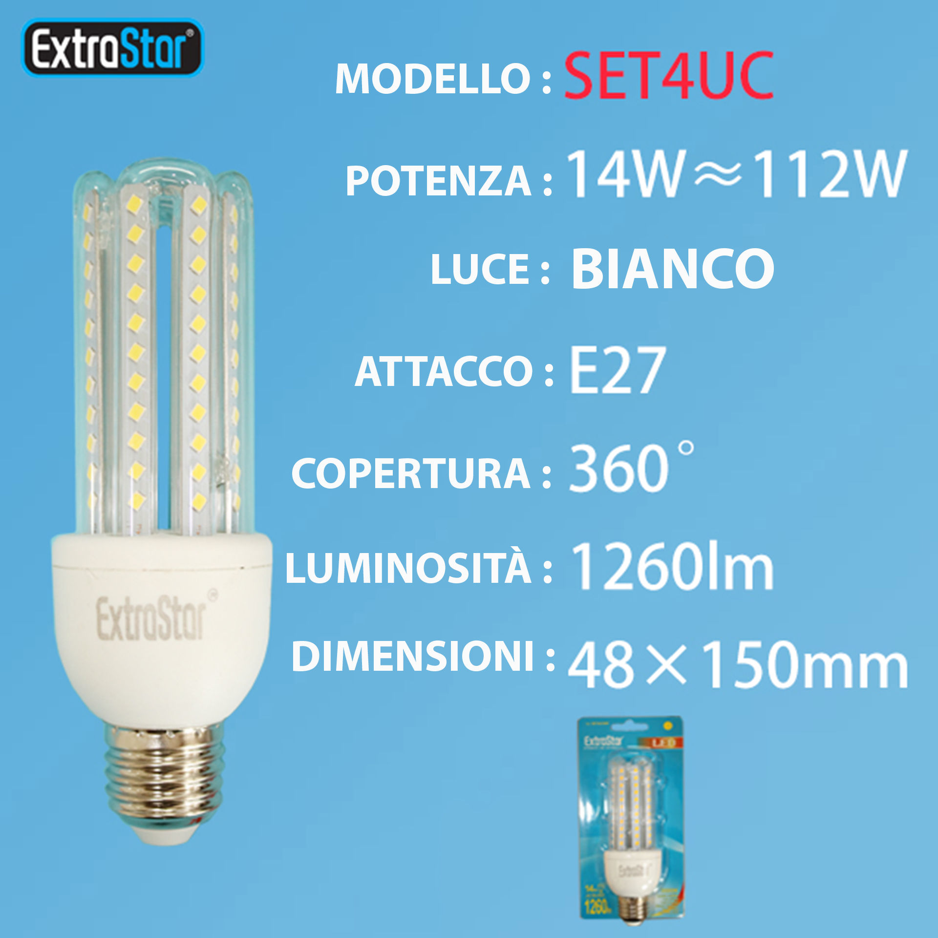 LAMPADA DI LED E27 14W LUCE FREDDAExtrastar