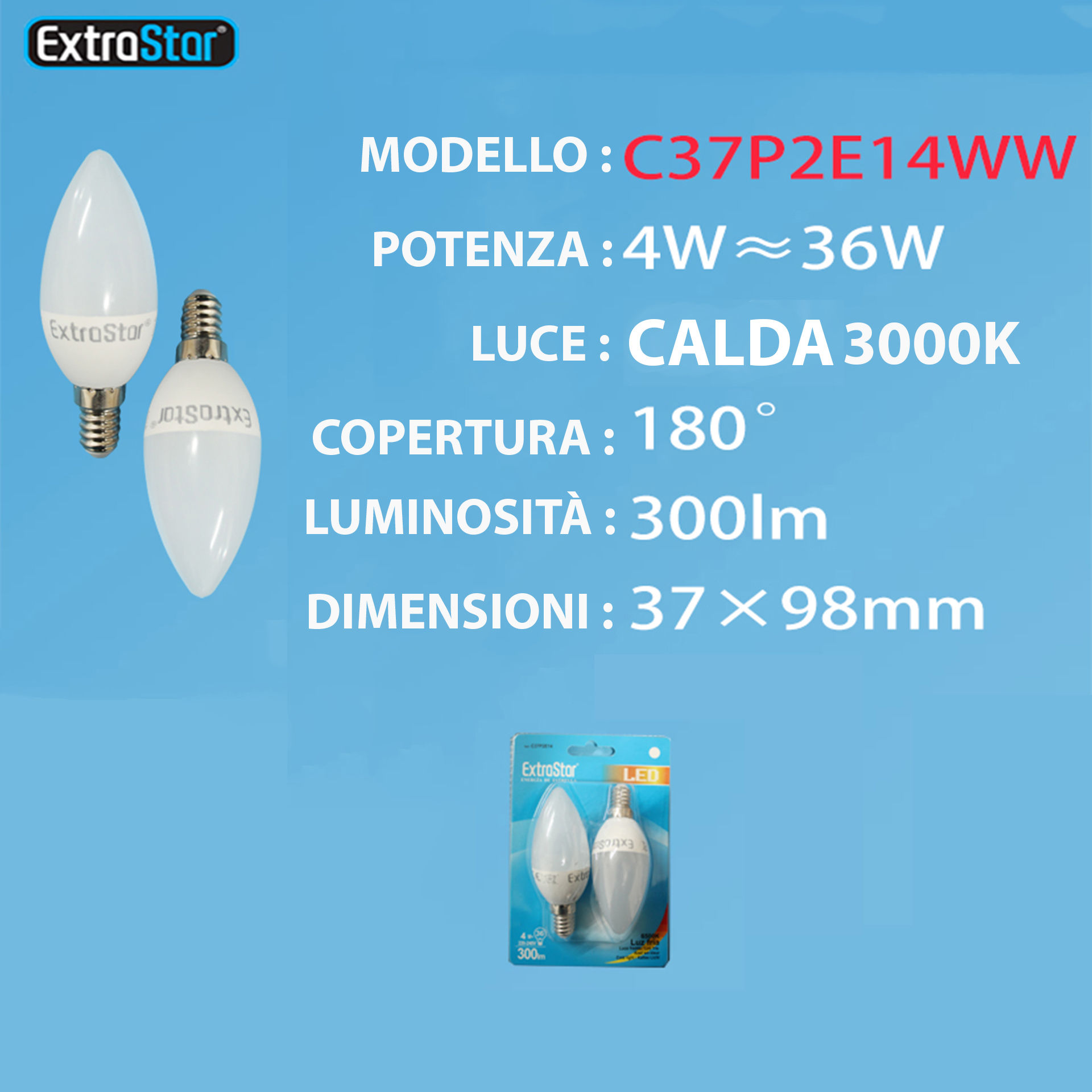 LAMPADINA LED E14 4W 400LM LUCE CALDA