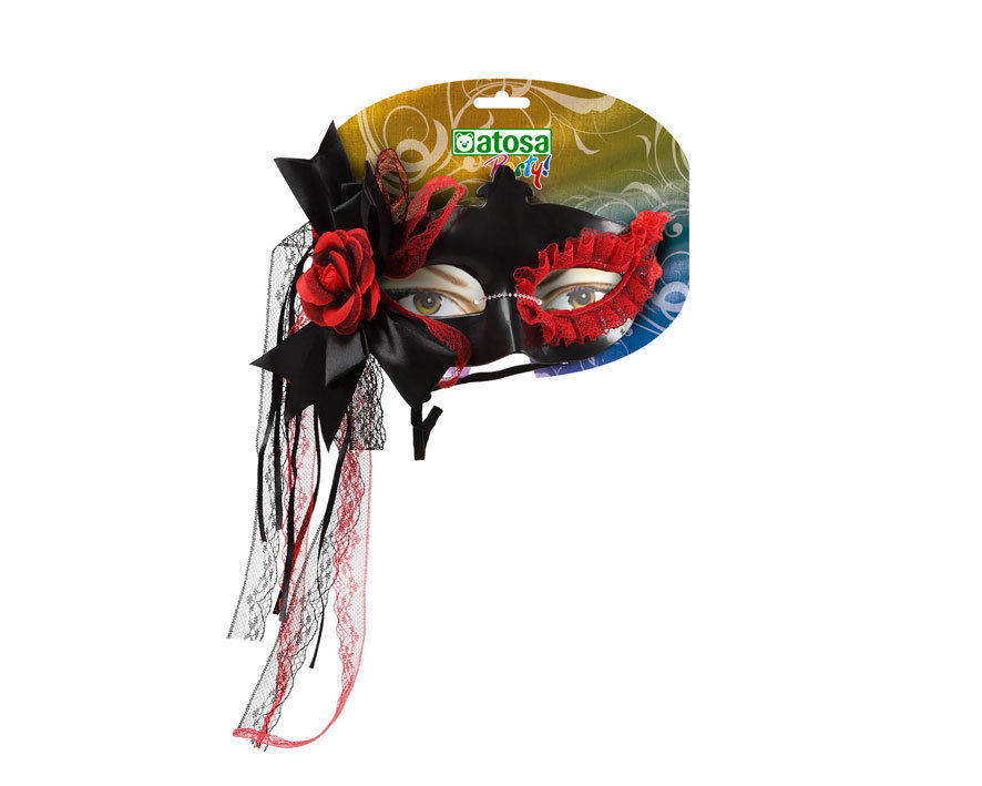 CART. MASCHERA NERA IN PVC C. FIORE E LACETTIAtosa