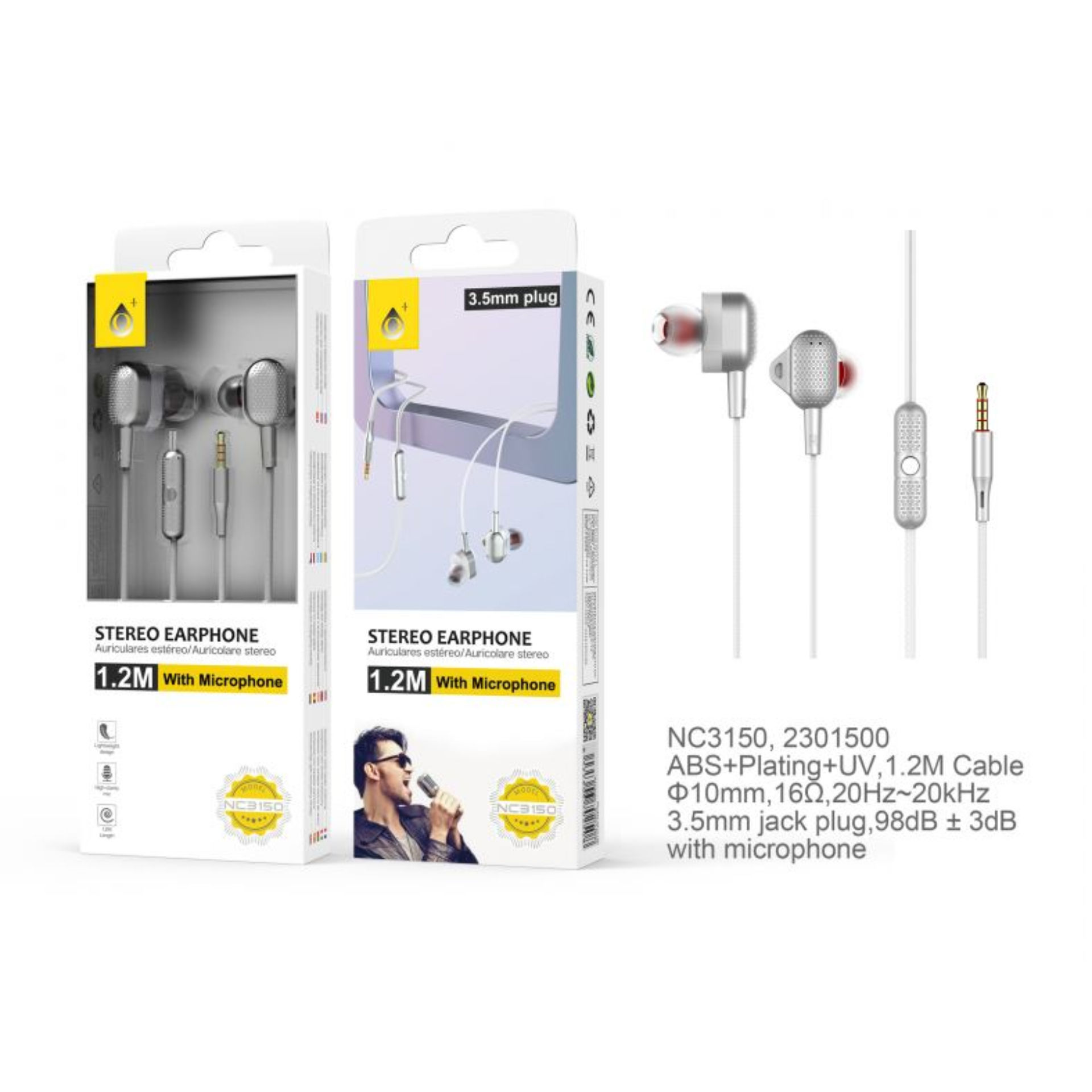 ONEPLUS NC3150 CUFFIE AURICOLARI IN-EAR AUX CON MIC ARGENTOOne Plus